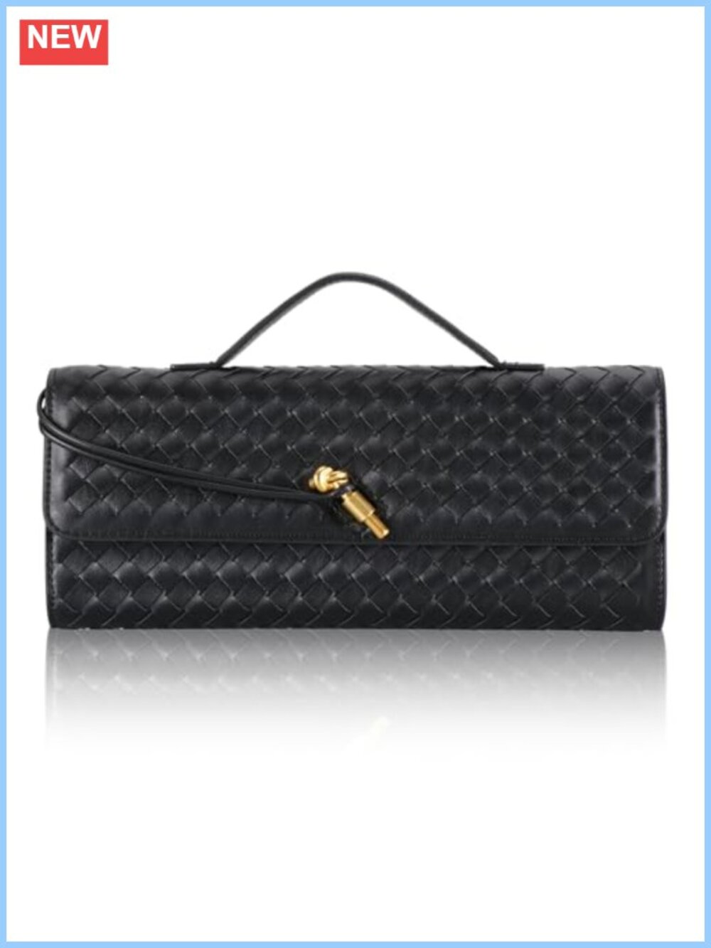 PU Leather Woven Evening Clutch Purse with Metal Turn Lock Party Wedding